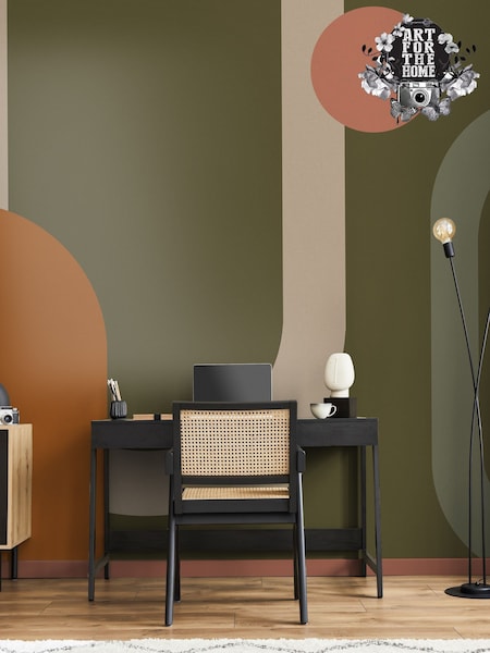 Art For The Home Khaki Oval Geo Pop Fixed Size 4M Mural (AM7329) | £240