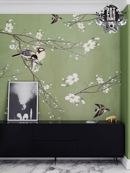 Art For The Home Green Birds and Blossom Fixed Size 2M Mural (AM7330) | £120