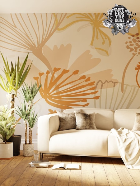 Art For The Home Peach Scandi Floral Fixed Size 3M Mural (AM7336) | £195