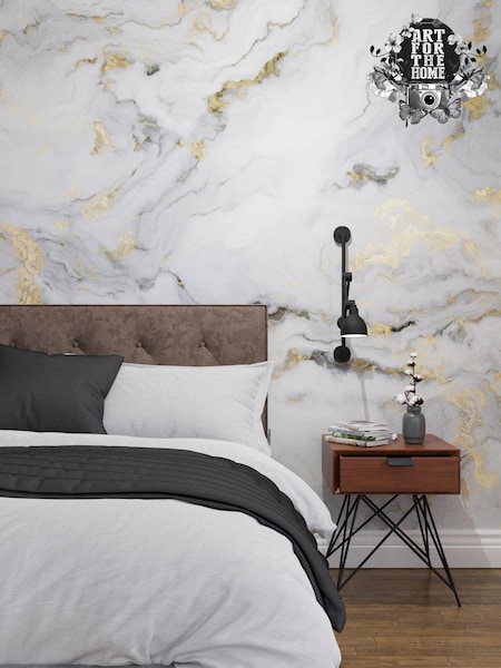 Art For The Home Grey Gold Gilded Stone Fixed Size 3M Mural (AM7337) | £195