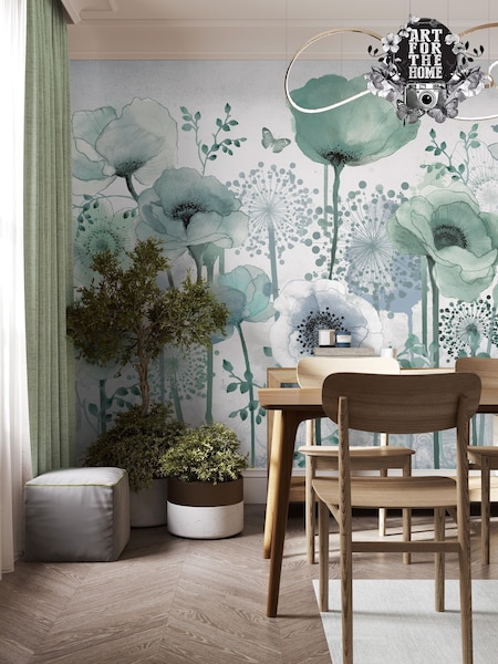 Art For The Home Teal Poppy Fixed Size 4M Mural (AM7348) | £240