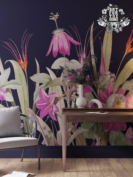 Art For The Home Navy Fuchsia Flora Fixed Size 3M Mural (AM7352) | £195