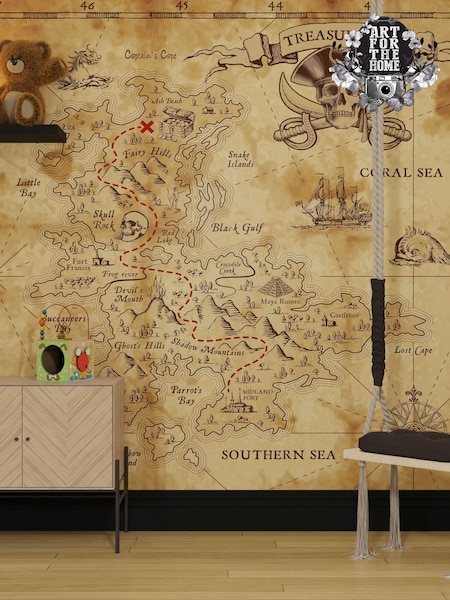Art For The Home Brown Treasure Map Fixed Size 3M Mural (AM7383) | £195