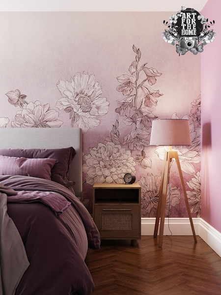 Art For The Home Lilac Muted Floral Fixed Size 3M Mural (AM7386) | £195