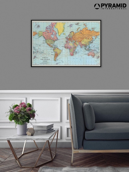 Pyramid International Blue Stanfords General Map Of The World Framed Maxi Poster (AM7535) | £30