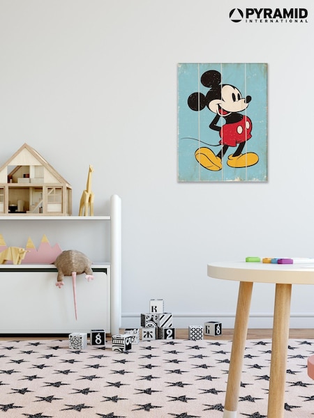 Pyramid International Blue Mickey Mouse Retro Wooden Wall Art (AM7546) | £30