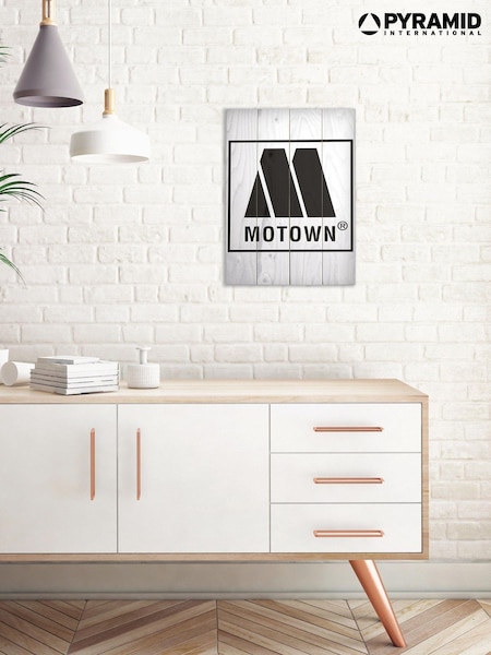Pyramid International White Motown Logo Wooden Wall Art (AM7549) | £30