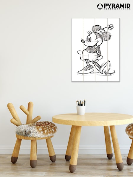 Pyramid International Grey Minnie Mouse Sketched Single Wooden Wall Art (AM7553) | £30
