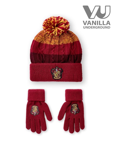 Vanilla Underground Red Adults Harry Potter Winter Hat and Gloves Set (AM7555) | £26