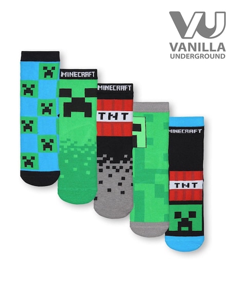 Vanilla Underground Green Boys Minecraft Calf Socks (AM7587) | £14