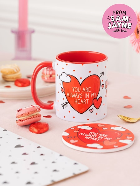 Sam Jayne Design Red Always in My Heart Mug and Coaster Set (AM7677) | £20