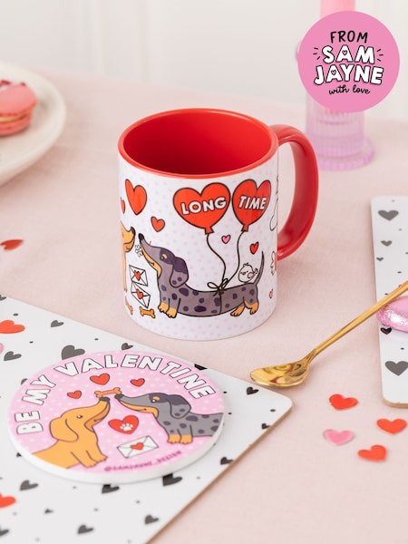 Sam Jayne Design Red Woof You Valentine's Mug and Coaster Set (AM7678) | £20