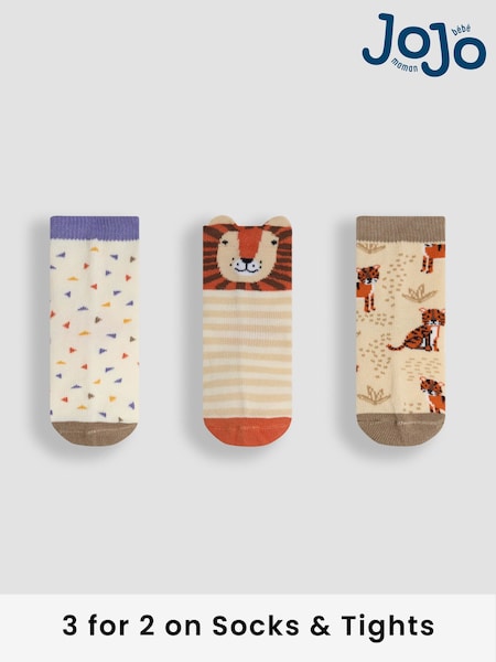 JoJo Maman Bébé Orange Printed Socks 3 Pack (AM7709) | £9.50