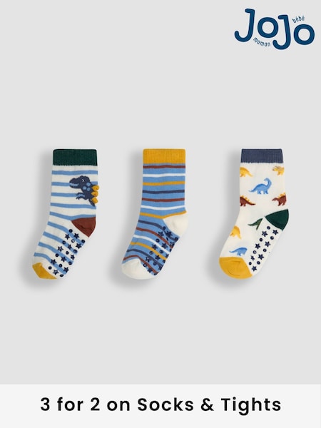JoJo Maman Bébé Blue 3-Pack Printed Socks (AM7711) | £9.50