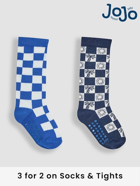 JoJo Maman Bébé Check 2-Pack Checkerboard Socks (AM7727) | £9.50