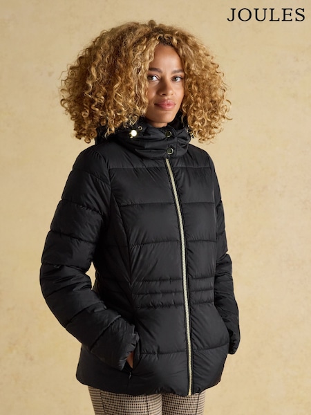Joules Hadlow Black Showerproof Padded Coat with Hood (AM7781) | £75