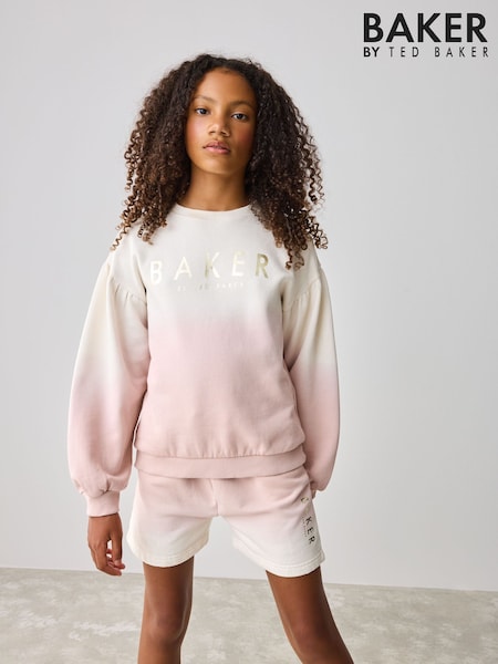Baker by Ted Baker Pink/Lilac 2 Piece Ombre Sweat Top & Shorts Set (AM7832) | £35 - £42