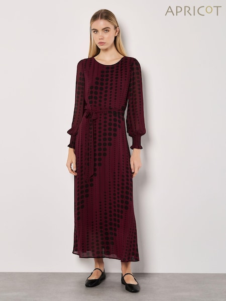 Apricot Red Spot Twist Long Sleeve Midaxi Dress (AM7839) | £40