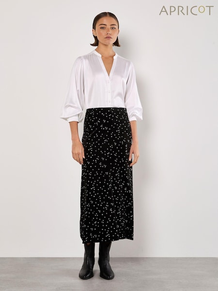 Apricot Black Star Velvet Midi Skirt (AM7844) | £35