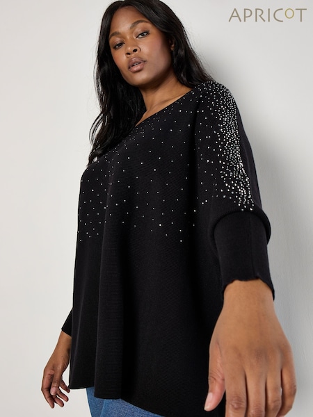 Apricot Black Embellished Knit Batwing Jumper (AM7851) | £39