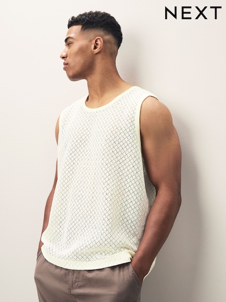 Neutral Ecru Textured Craft Vest (AM7917) | £20