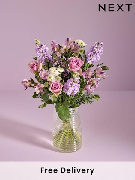 Lilac Purple Rose and Alstroemeria Fresh Flower Letterbox Bouquet (AM7924) | £25