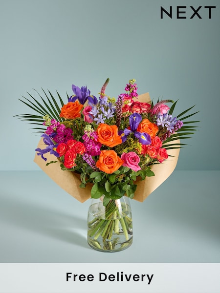 Bright XL Rose and Iris Fresh Flower Bouquet (AM7931) | £50