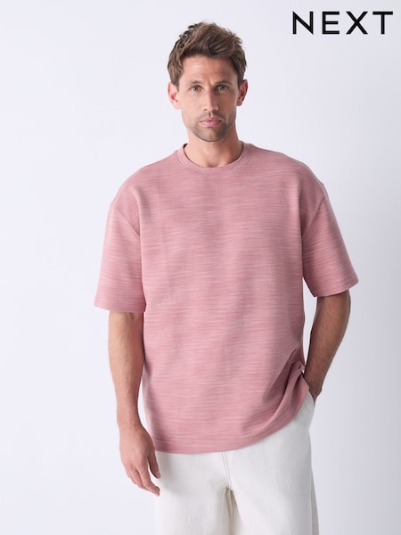 Pink Single Relaxed Fit Ottoman Texture T-Shirt (AM7940) | £22