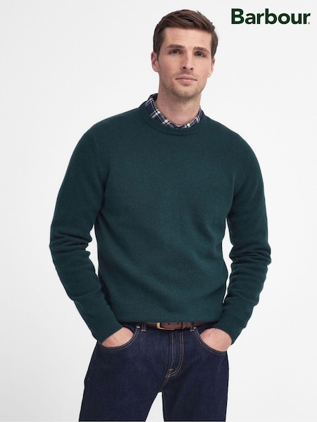 Barbour® Green Essential Patch Crew Jumper (AM8062) | £80