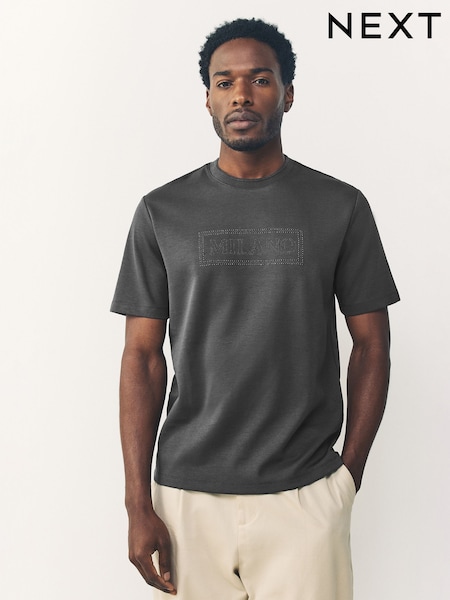 Slate Grey Smart Graphic T-Shirt (AM8121) | £18