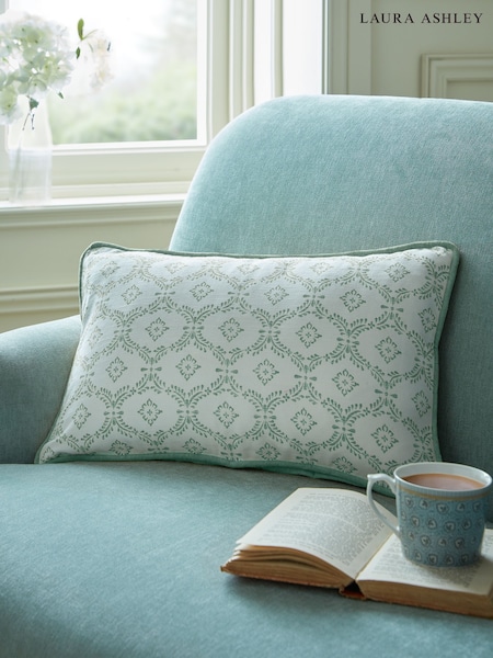 Laura Ashley Sage 100% Cotton Norton Cushion (AM8137) | £35