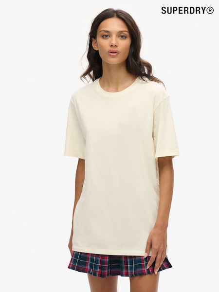 Superdry Cream Oversized Classic Essential 100% Cotton T-Shirt (AM8181) | £23