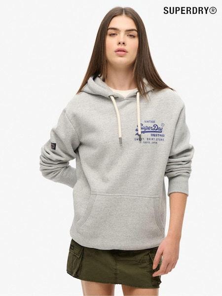 Superdry Grey Oversized Classic Vintage Logo Graphic Hoodie (AM8194) | £60