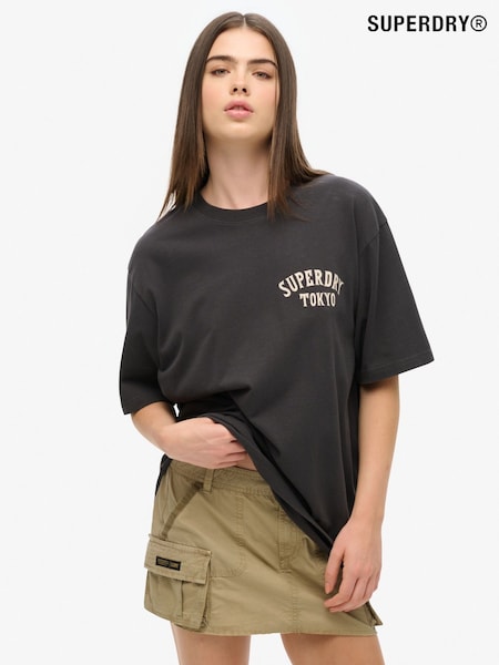 Superdry Black Oversized Tattoo Back Graphic 100% Cotton T-Shirt (AM8197) | £30