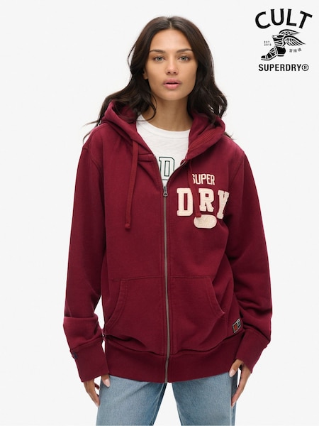 Superdry Red Oversized Vintage Athletic Zip Hoodie (AM8200) | £75