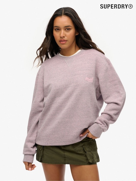 Superdry Pink Oversized Over Dyed Marl 100% Cotton Crew Sweatshirt (AM8207) | £60