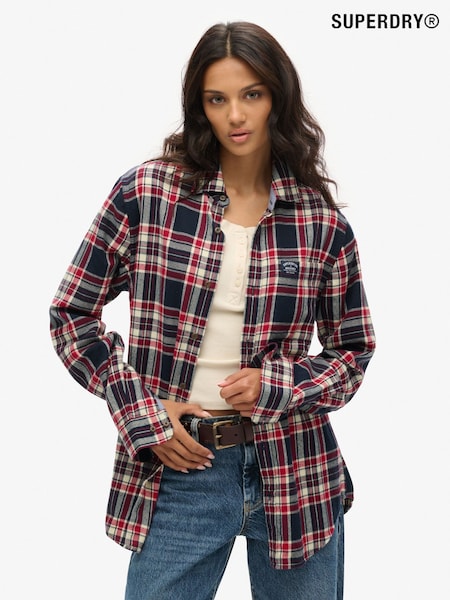 Superdry Blue Oversized Long Sleeves Lumberjack 100% Organic Cotton Shirt (AM8218) | £50