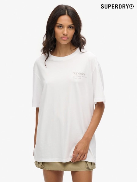 Superdry White Oversized Core Logo City 100% Cotton T-Shirt (AM8222) | £30