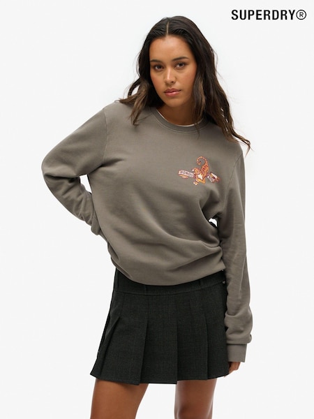 Superdry Grey Oversized Tattoo Graphic Sweatshirt (AM8235) | £60