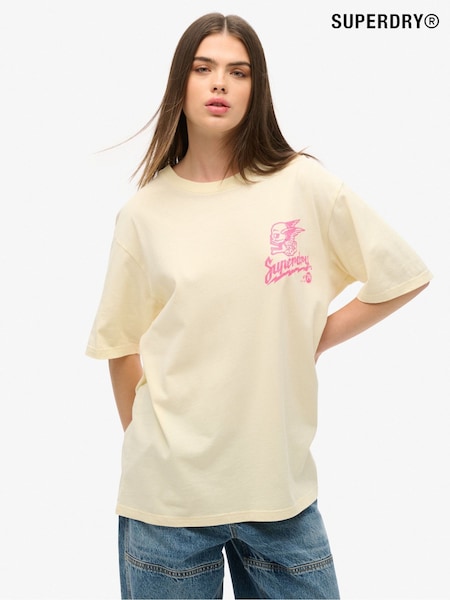 Superdry Cream Oversized Lo-fi Punk Graphic 100% Cotton T-Shirt (AM8236) | £30