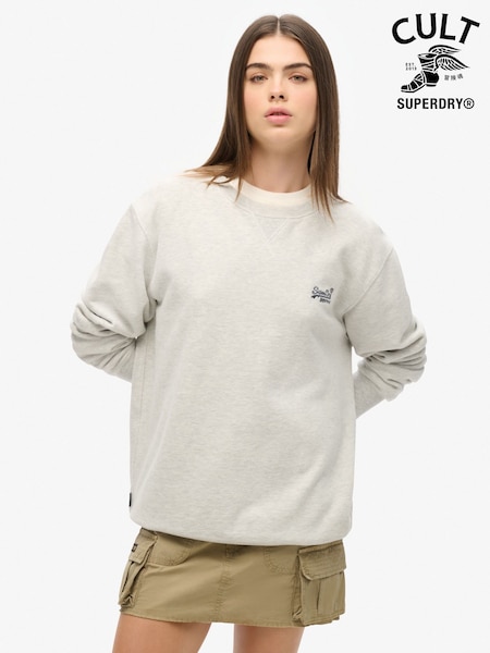 Superdry Grey Oversized 100% Cotton Essential Logo Crew Sweatshirt (AM8241) | £50