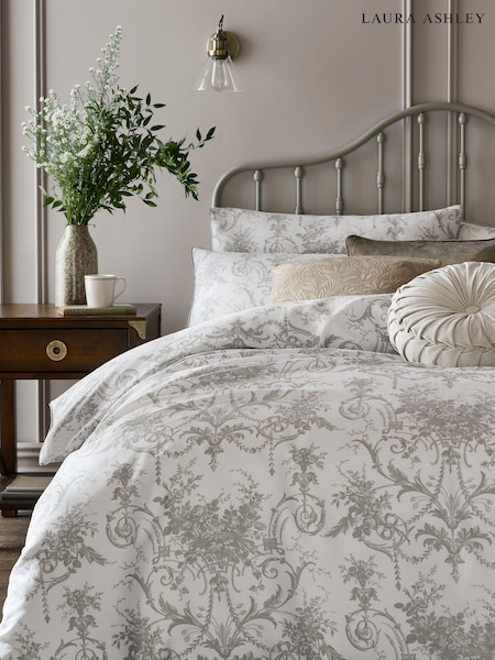 Laura Ashley Set of 2 Dark Dove Grey 100% Cotton Tuileries Pillowcases (AM8273) | £20