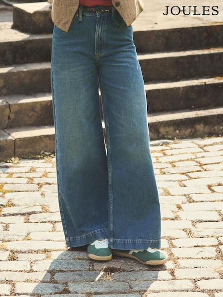 Joules Blue High Rise Wide Leg Jeans (AM8402) | £65