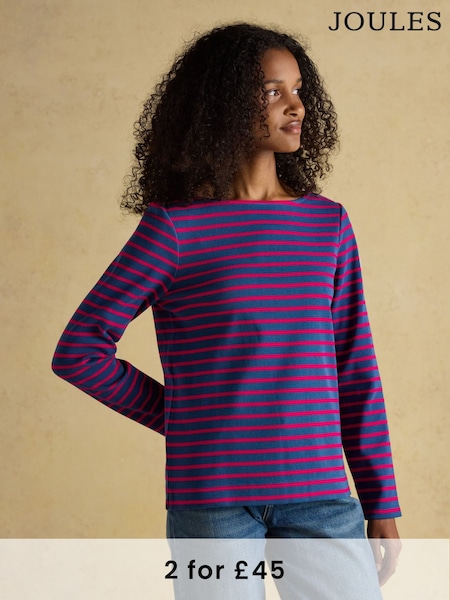 Joules Harbour Red/Blue Boat Neck Breton Top (AM8412) | £29