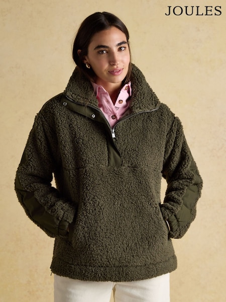 Tilly Khaki Green Quarter Zip Fleece (AM8436) | £64