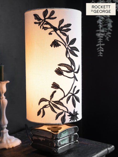 Rockett St George Black/White Flower Silhouette Table Lamp (AM8517) | £65