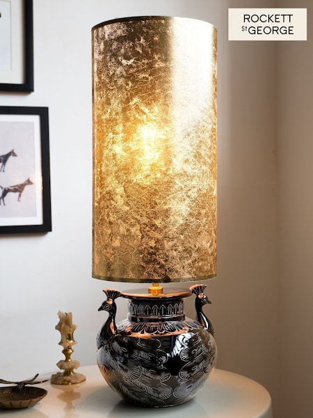 Rockett St George Black/Gold Peacock Table Lamp (AM8521) | £159