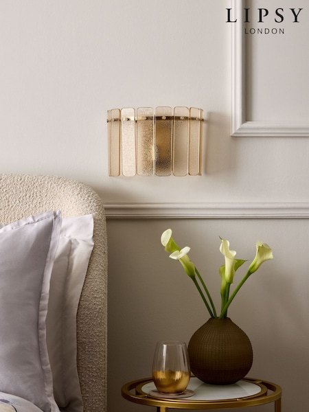 Lipsy Champagne Gold Crackle Glass Wall Light (AM8546) | £69
