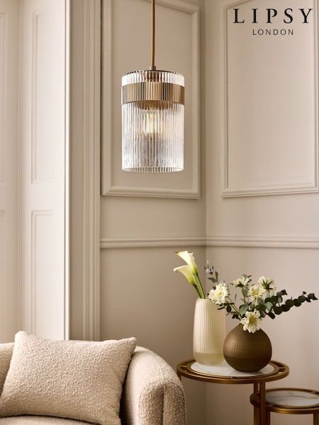 Lipsy Brass Ridge Glass Pendant Light (AM8550) | £55