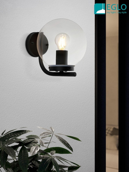 Eglo Black Taverna Globe Outdoor Wall Light (AM8602) | £53
